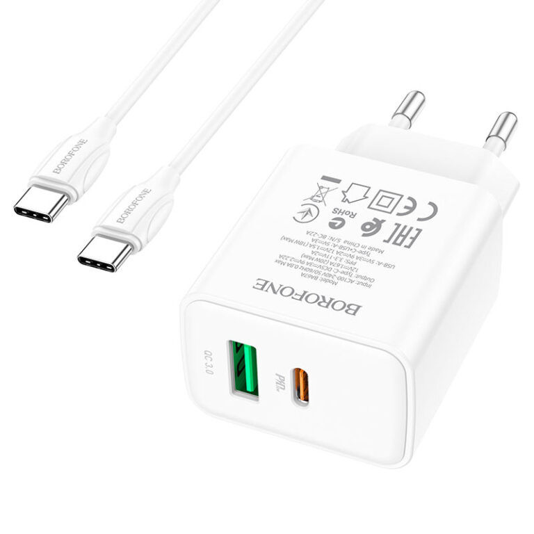 СЗУ Borofone BA67A PD20W+QC3.0 (1USB-A/1C) + кабель Type-C to Type-C Херсон - изображение 3