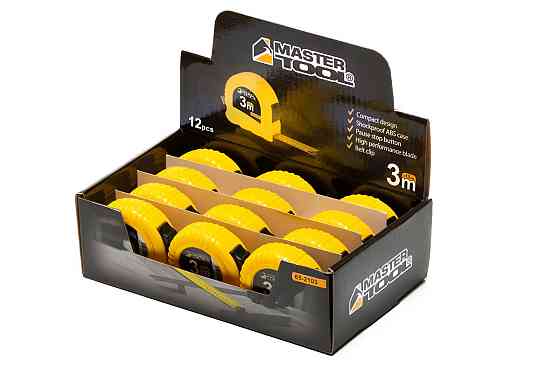 Рулетка MASTERTOOL 3 м×13 мм фиксатор полотна кнопка STOP противоскользящий крючок 65-2103 Харьков