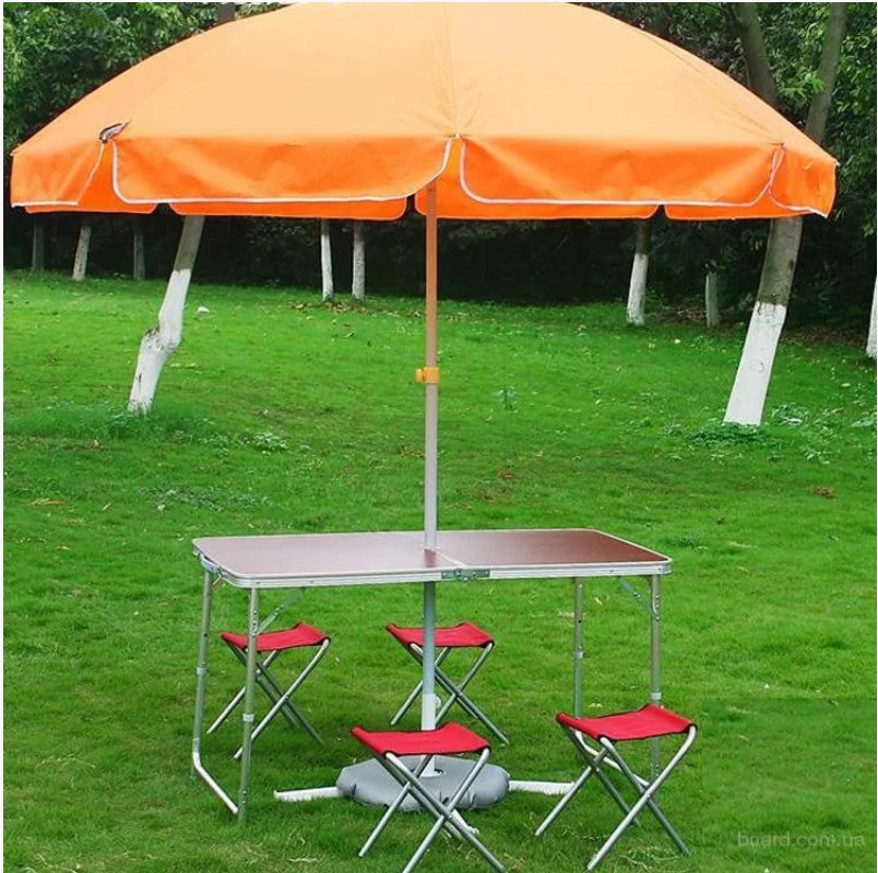 Стол алюминиевый раскладной для пикника + 4 стула, чемодан Красный Одесса - изображение 6