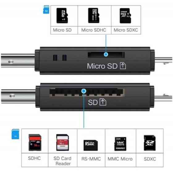 DM Кардрідер 2 in 1 USB 2.0, OTG, MicroSD, MicroUSB, TF, Black (Код товару:23037) Харків