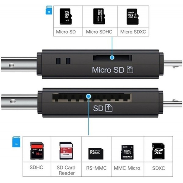 DM Кардрідер 2 in 1 USB 2.0, OTG, MicroSD, MicroUSB, TF, Black (Код товару:23037) Харків - зображення 5