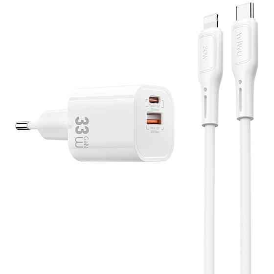 СЗУ WIWU G018 Cube PD33W+QC3.0 GaN (1USB-A/1C) + кабель Type-C to Lightning Херсон