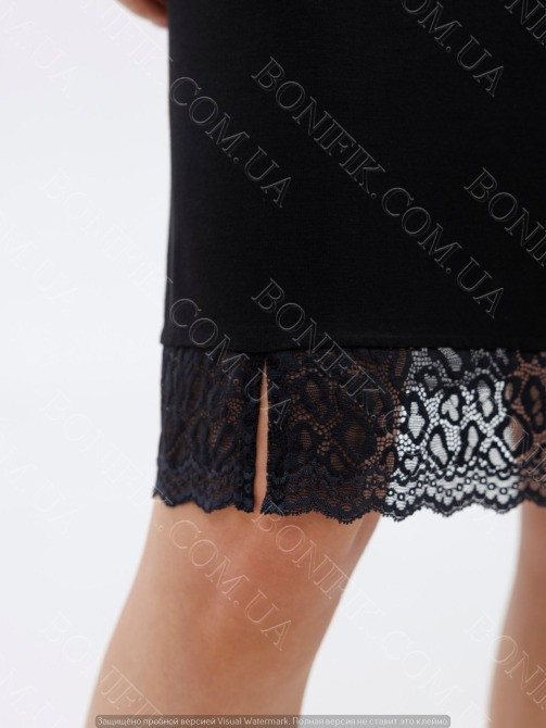 Ночная сорочка чёрная с кружевом на тонких бретелях "Amour" (60047) (арт. 1348) Кривой Рог - изображение 3