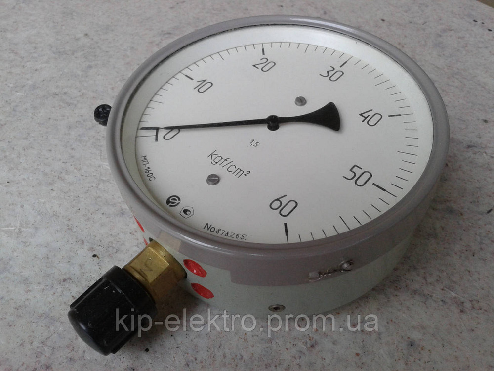 Манометр показывающий МП-160С, МП-160С/1- радиальный штуцер (РШ), осевой штуцер (ОШ), с фланцем Киев - изображение 1