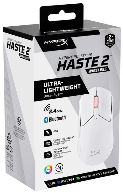 Мышь компьютерная безпроводная HyperX Pulsefire Haste 2 Wireless White 6N0A9AA белая Киев - изображение 9