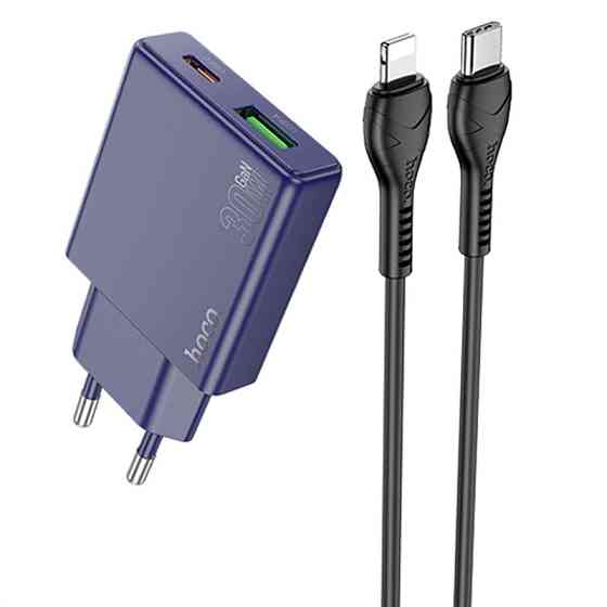 СЗУ Hoco N45 Biscuit PD30W+QC3.0 (1USB-A/1C) + кабель Type-C to Lightning Херсон