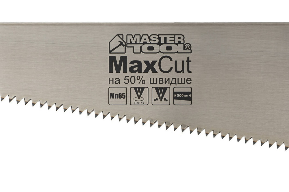 Ножовка столярная MASTERTOOL 4TPI MAX CUT 500 мм закаленный зуб 2-D заточка полированная 14-2650 Харків - зображення 2