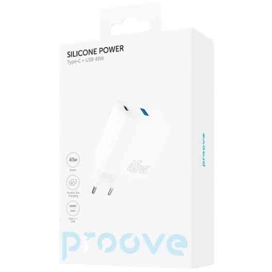 Мережевий зарядний пристрій Proove Silicone Power 2 45W (Type-C + USB) White (WCSP24110002) Харків