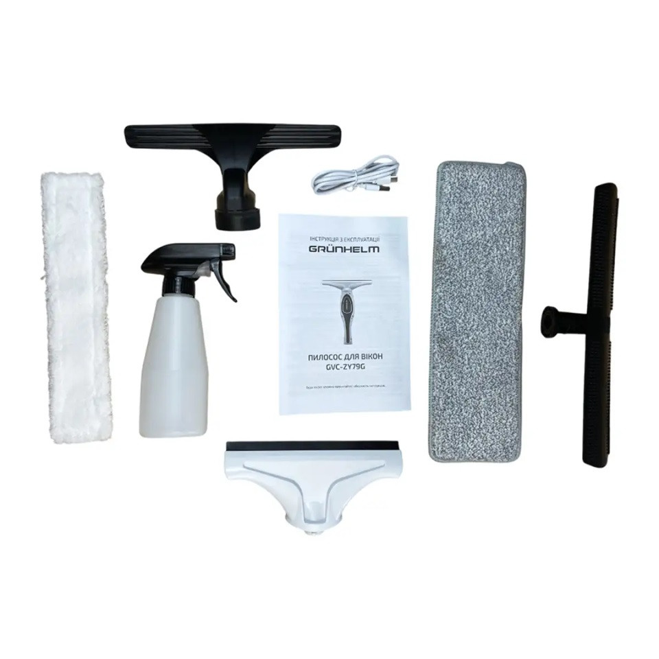 Пылесос для окон аккумуляторный Grunhelm GVC-ZY79G 10 Вт белый Київ - зображення 3