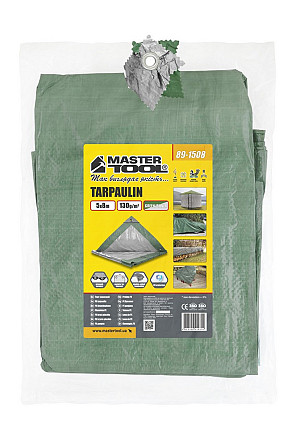 Тент MASTERTOOL GREEN/SILVER 5х8 м двухсторонний 130 г/м² 89-1508 Харьков - изображение 4