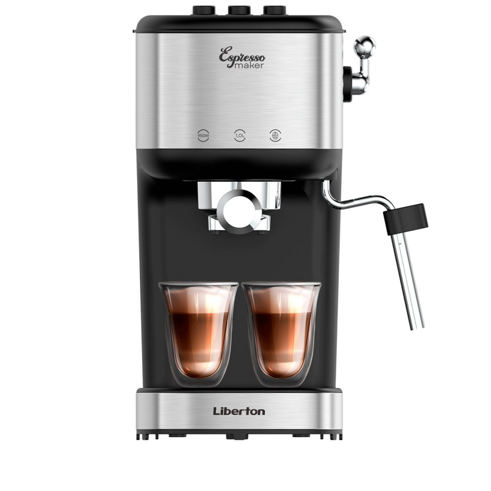 Кофеварка рожковая Liberton LCM-2206 950 ВТ серебристая Київ - зображення 1