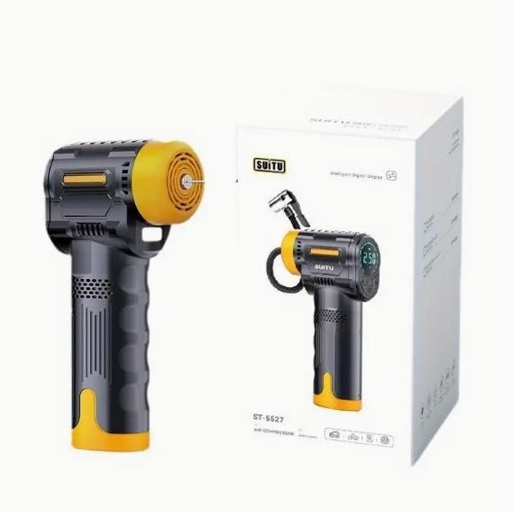 Портативний компресорний насос для шин із манометром, акумуляторний Київ - зображення 4