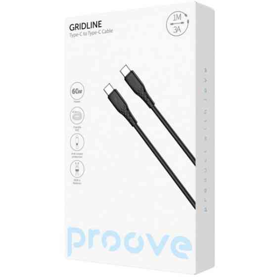Кабель Proove GridLine Type-C to Type-C 60W 1m Black (CCGL60002201) (Код товару:41588) Харків