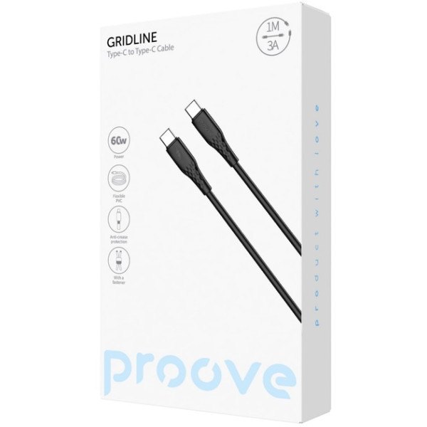 Кабель Proove GridLine Type-C to Type-C 60W 1m Black (CCGL60002201) (Код товару:41588) Харьков - изображение 2