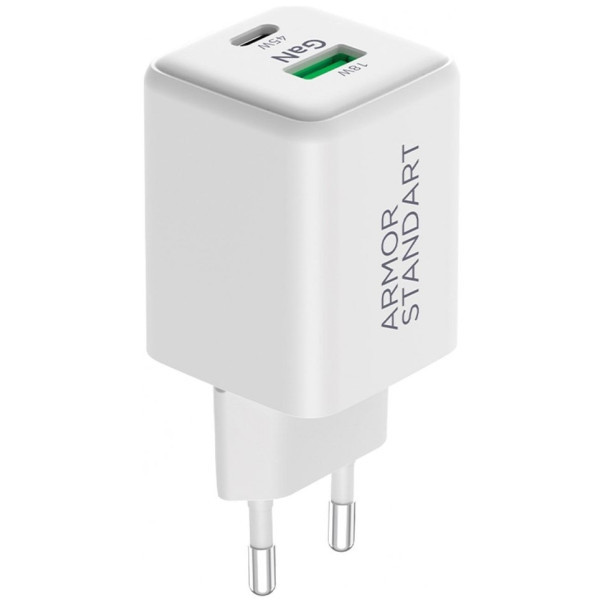 Мережевий зарядний пристрій ArmorStandart AR372 45W GaN Type-C + USB White (ARM77550) (Код товару:38 Харків - зображення 1