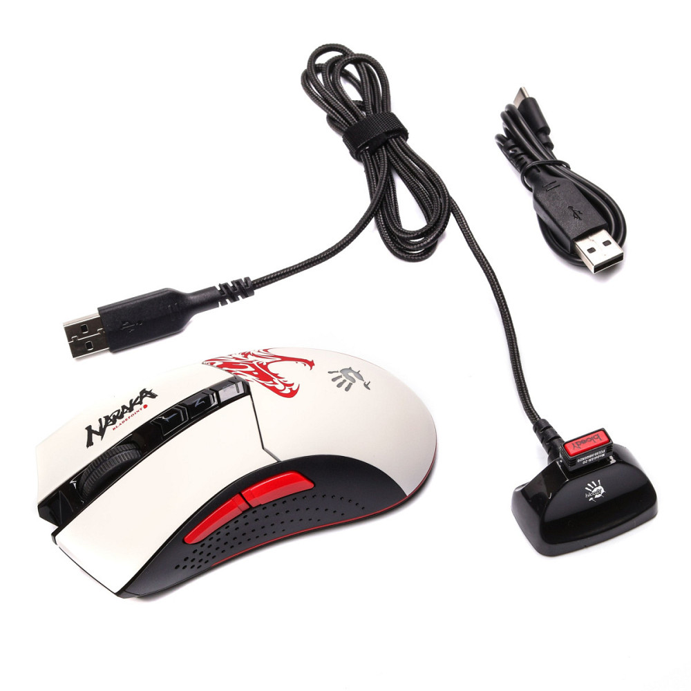 Мышь компьютерная безпроводная Bloody R90 Plus Naraka белая с красным Киев - изображение 6