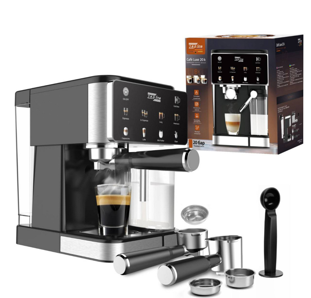 Кофемашина 3в1 с капучинатором Zepline ZP-6806 3000 Вт черная Київ - зображення 1