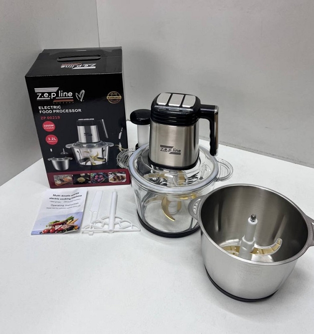 Измельчитель с 2 чашами 6 в 1 Zepline ZP-00219 3.2 л 3000 Вт серебристый Київ - зображення 4