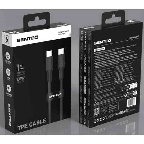 Кабель Senteo SL-06 TPE Type-C to Type-C 60W 1m Black Харків