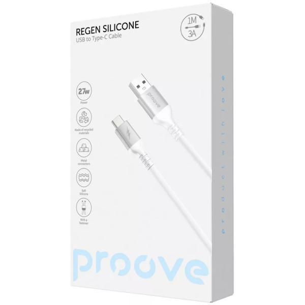 Кабель Proove ReGen Silicone USB to Type-C 3A 1m White (CCRS27001202) (Код товару:41349) Харьков - изображение 2