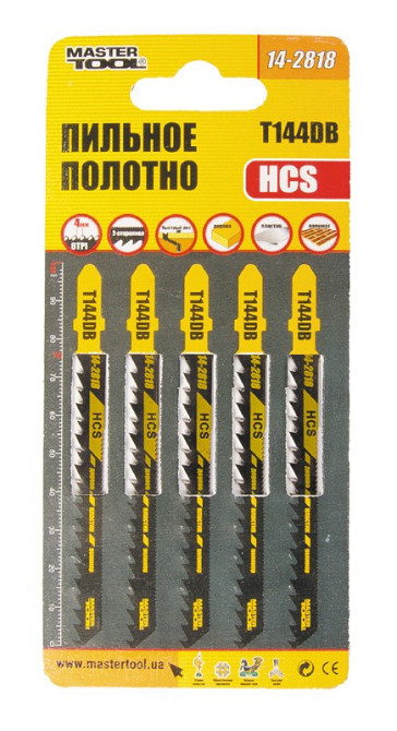 Полотно пильное для лобзика MASTERTOOL T144DB 5 шт дерево/пластик быстрый прямой рез/реверс 6TPI/100 Харків - зображення 2