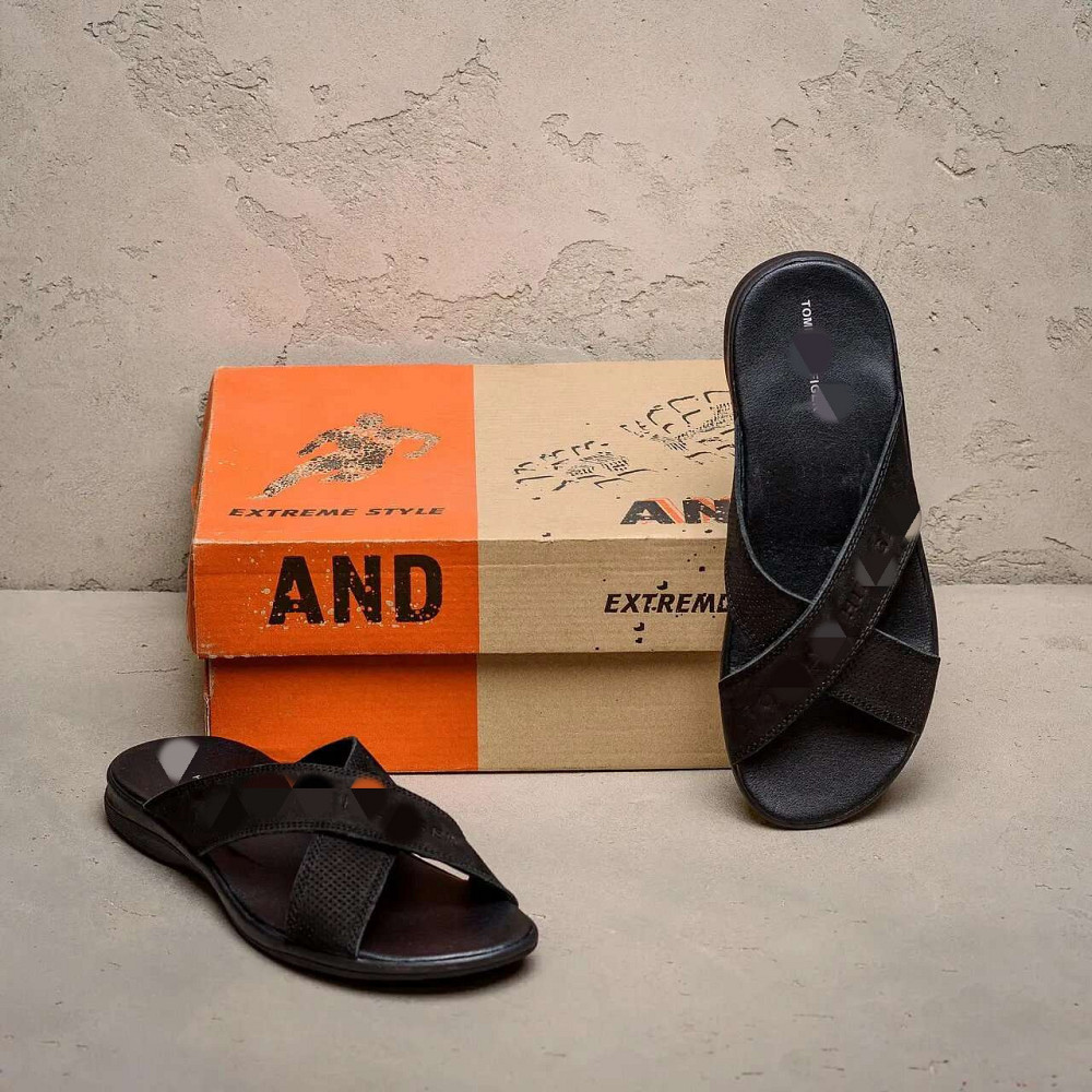 Мужские кожаные  летние шлепанцы-сланцы Black Київ - зображення 5