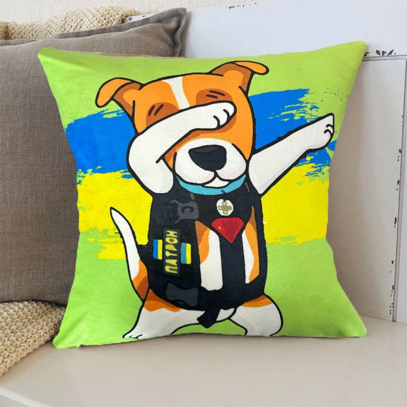 Подушка патріотична 3D "Пес Патрон" 2714_D 12752 35х35 см салатова Киев - изображение 1