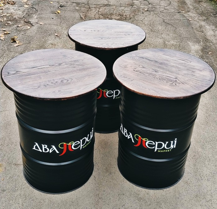 Стіл бочка з вашим логотипом для кафе, фудкорту | Брендовані бочки Київ - зображення 3