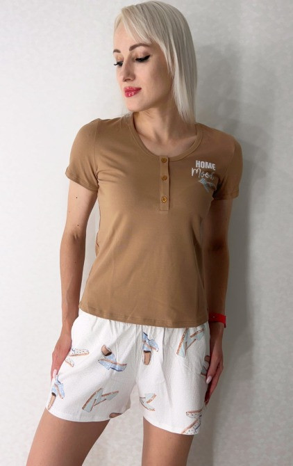 Комплект хлопковой пижамы (футболка и шорты) "Slippers" (16401) (арт. 1845) Кривий Ріг - зображення 2