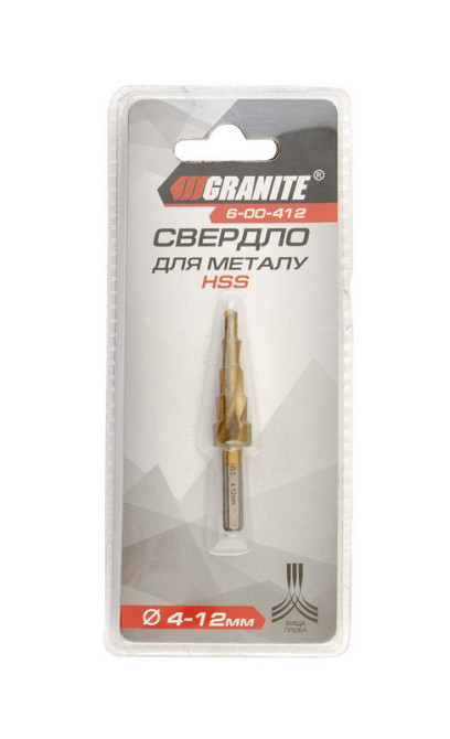 Сверло для металла GRANITE ступенчатое HSS 4-12 мм 5 ступеней 6-00-412 Харків - зображення 2