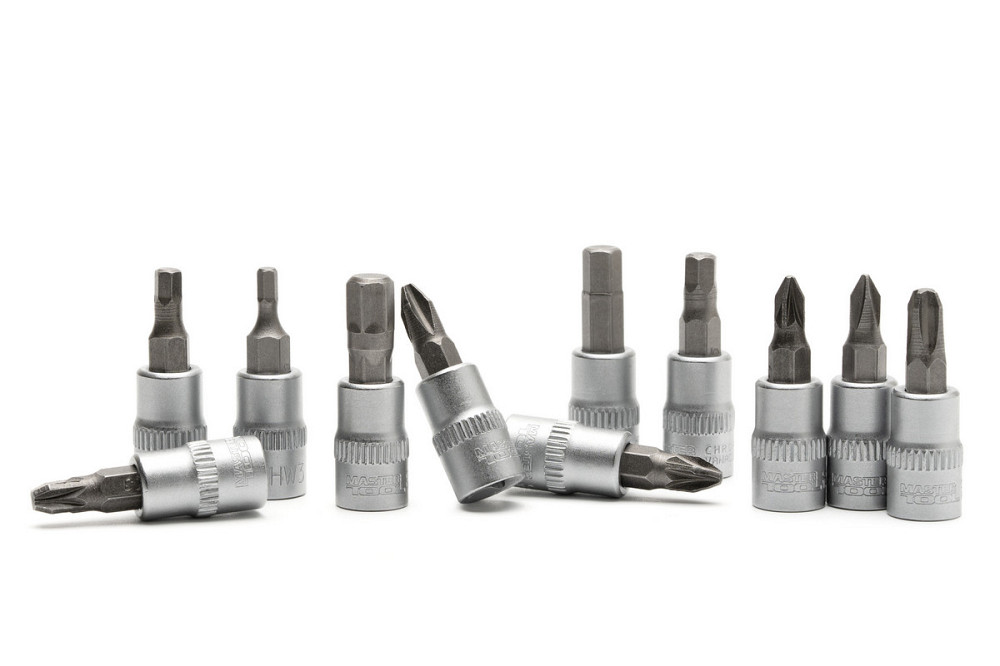Набор головок торцевых MASTERTOOL ¼" с отверточными насадками PH1-2-3/ PZ1-2-3/ HEX3-4-5-6-7 CrV 11  Харків - зображення 7