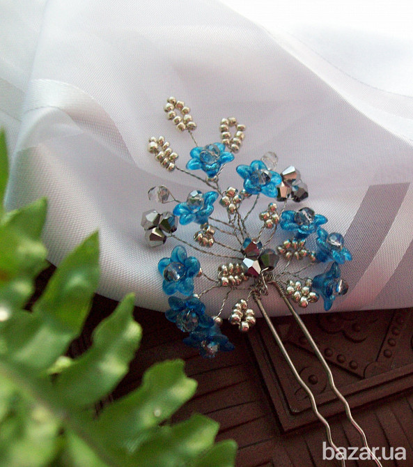 святкова шпилька прикраса для волосся блакитний Луцьк - зображення 2