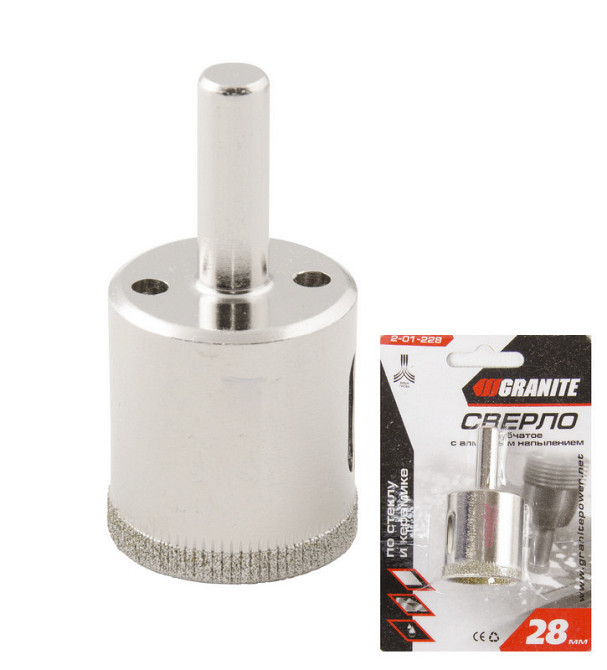 Сверло для стекла и керамики GRANITE трубчатое с алмазным напылением 28 мм 2-01-228 Харків - зображення 1