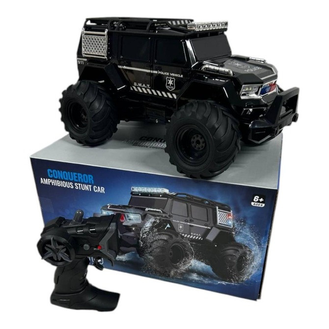 Машинка на пульті управління амфібія поліцейський джип зі фарами, що світяться Одесса - изображение 5