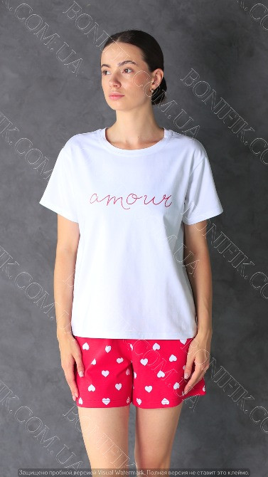 Женский комплект пижамы (футболка+шорты) "Amour" (арт. LPK 2970/37/01) Кривий Ріг - зображення 3
