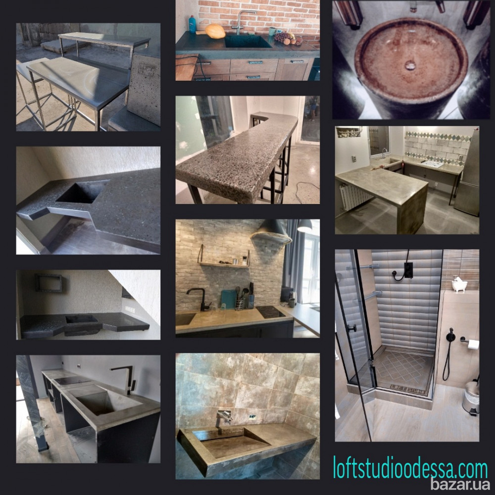Барная стойка, кухонный остров бетонный, ресепшн, витрины из бетона Одеса - зображення 7