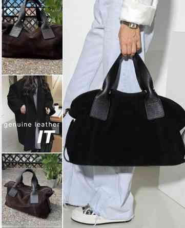 Італійська замшева шоколадна сумка велика сумка натуральний замш TS00431 Луцьк