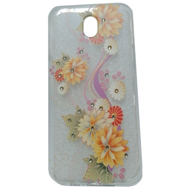 Чохол силіконовий з квітами для Samsung J7 2017 J730 Orange (Код товару:30578) Харьков - изображение 2