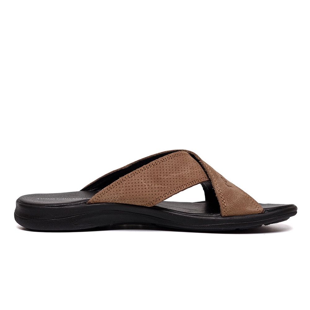 Мужские кожаные  летние шлепанцы-сланцы Tommy Hilfiger coffee Київ - зображення 3