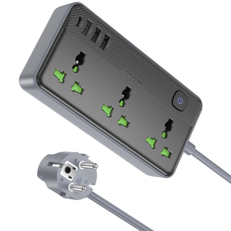 Удлинитель Borofone BAC2A (3USB-A/1C/3xSocket) (1.5m) Херсон - изображение 7