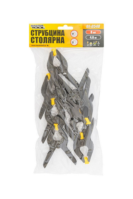 Струбцина столярная MASTERTOOL A-Type пружинная 90 мм захват 40 мм набор 8 шт 07-0540 Харьков - изображение 3