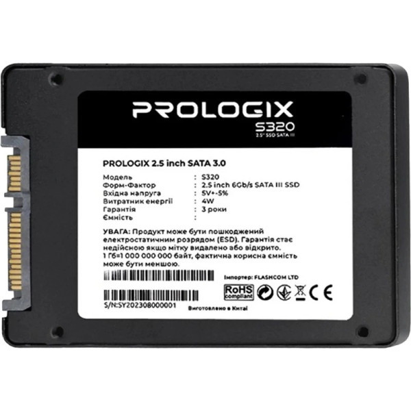 Накопичувач SSD 960GB Prologix S320 2.5" SATAIII 3D TLC (PRO960GS320) (Код товару:43394) Харьков - изображение 2