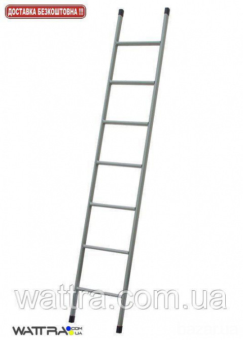 Лестница приставная металлическая 8 ступеней, 2.43 м, 6 кг (МЕТАЛЛ) Київ - зображення 2