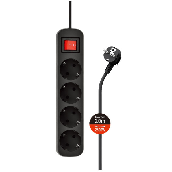 ColorWay Фільтр живлення СolorWay 4 розетки 2м Black (CW-PSEA42BK) (Код товару:38542) Харьков - изображение 1