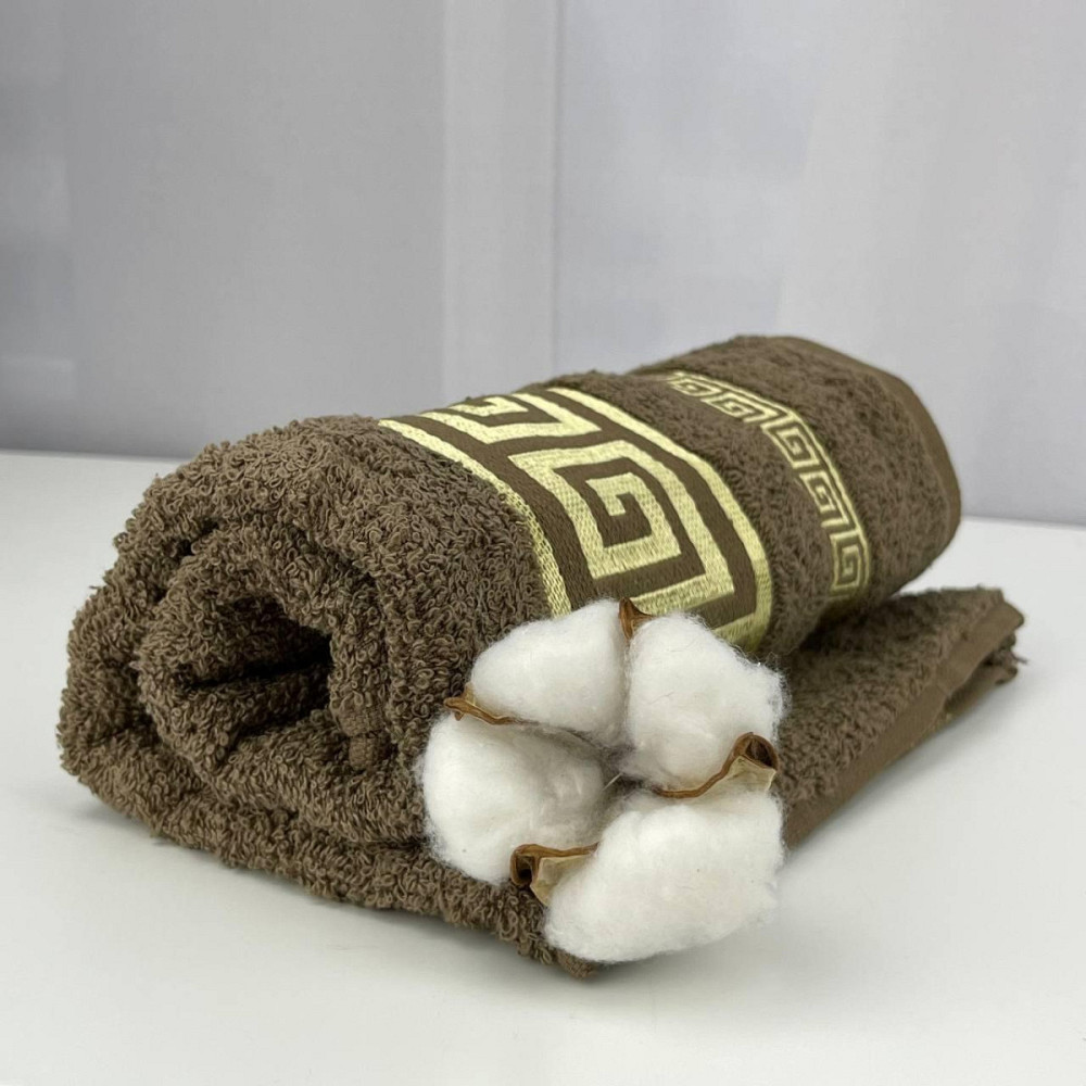 Рушник для обличчя махровий Febo Vip Cotton Grek Туреччина 6387 коричневий 50х90 см Киев - изображение 1