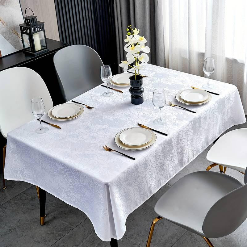 Жаккардовая скатерть Leeseph с цветочным рисунком 130х180см белая Одесса - изображение 4