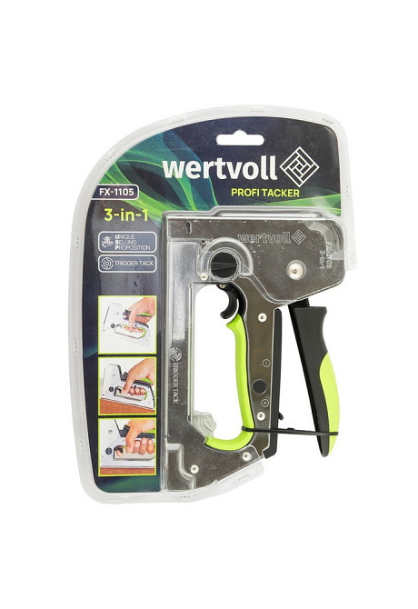 Степлер триггерный рессорный WERTVOLL 3-В-1 скоба R53 4-14мм/шпилька 14 мм/гвоздь 14 мм корпус метал Харків - зображення 5