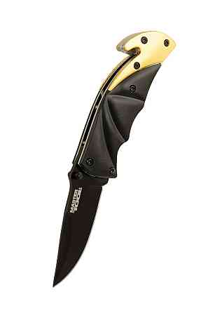 Нож складной MASTERTOOL "BULAT" 150х29х17 мм черное нержавеющее лезвие алюминиевая рукоятка стропоре Харків