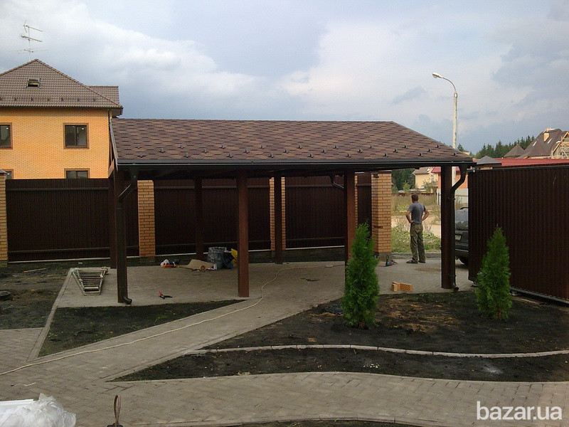 Авто навіс. Навес для машины из дерева. Автомобильный навес. Київ - зображення 1