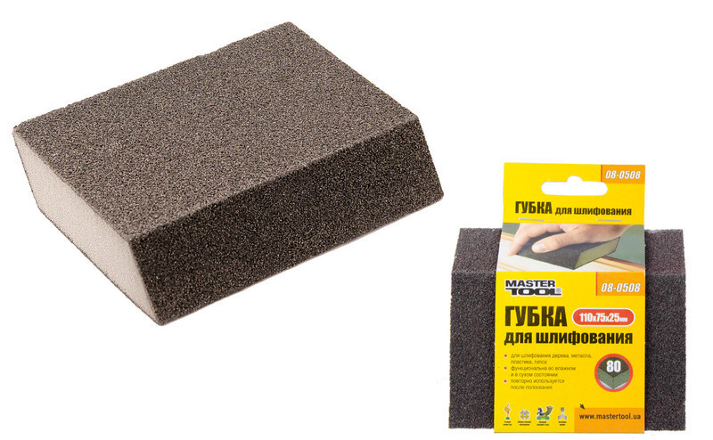 Губка для шлифования MASTERTOOL РОМБ Р80 110х75х25 мм 08-0508 Харків - зображення 1